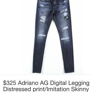 AG distressed print skinny jeans in black